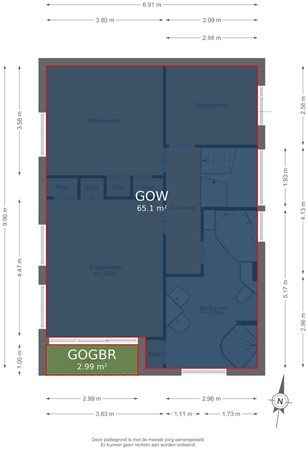 Plattegrond - Prins Willem-Alexanderstraat 1, 6911 AL Pannerden - Eerste verdieping - markings.jpg